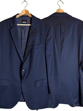 Boss Hugo Boss Wool Sport Coat Dinner Jacket Blazer Men's 48R Blue Career Formal